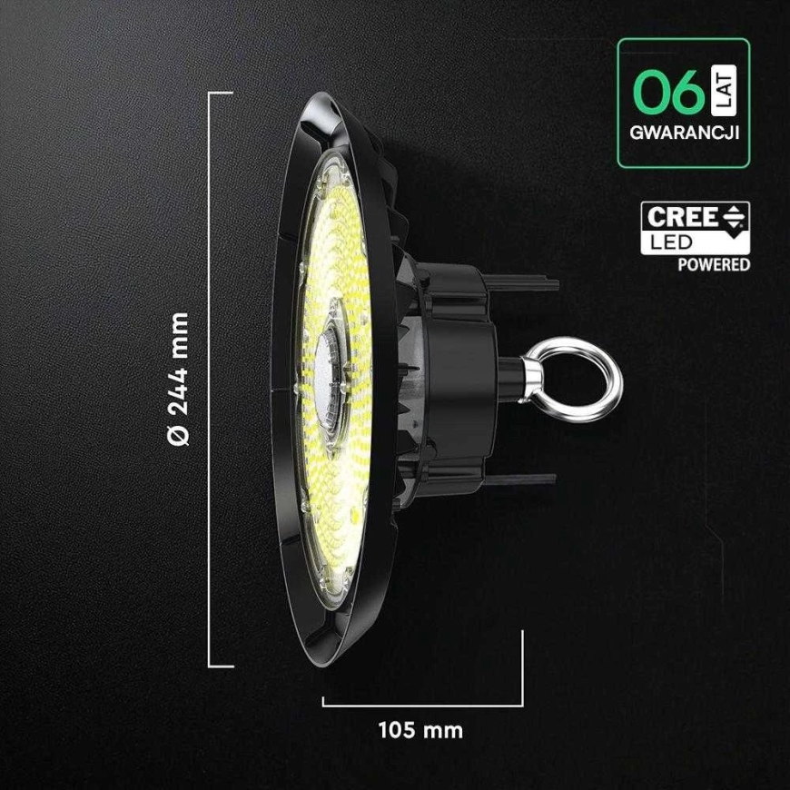 V-tac 100W LED UFO светильник для склада, черный, 6500K, CREE LED чип – 2