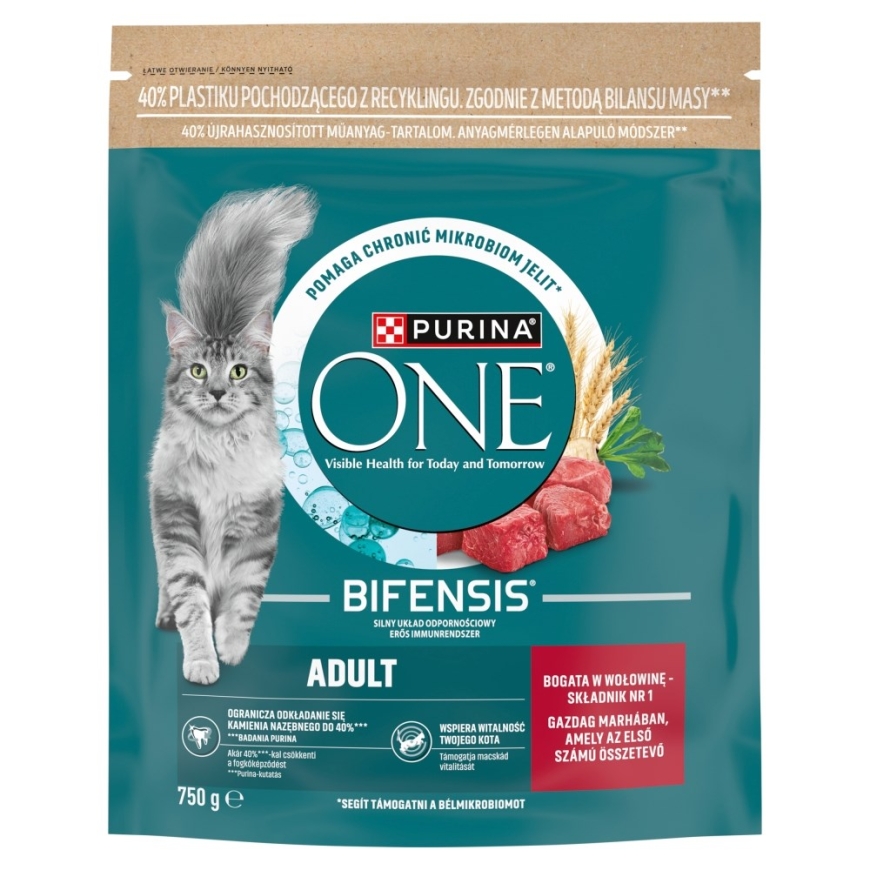 PURINA One Bifensis Suaugusiems, turtingas jautiena - sausa kačių maistas - 750g
