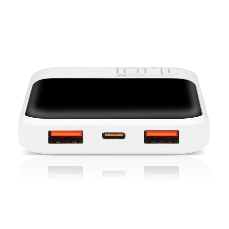 Powerbank 10 000mAh, 2x USB, 1x USB-C 22,5W, QC4+, LCD screen, white – 3