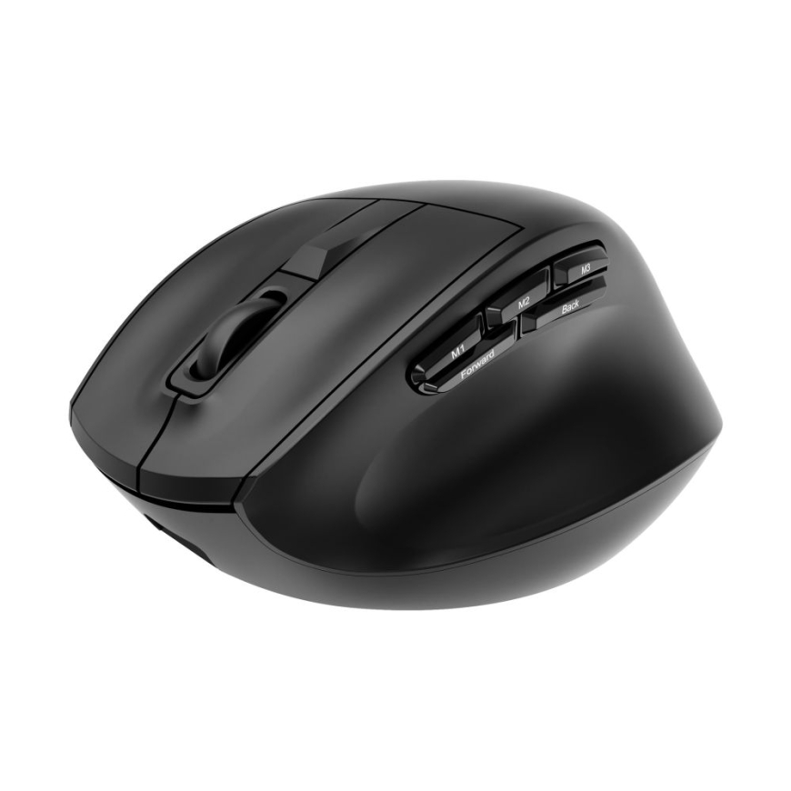 MUSW3-9B-01 Kolmerežiimne juhtmevaba ergonoomiline hiir 9 nupuga, must |