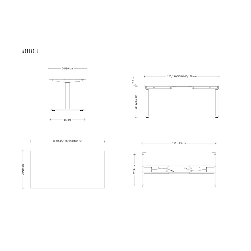 UNIQUE ACTIVE I Electric laud 140x70 cm Must – 2