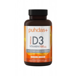 Puhdas+ Premium D3-vitamiini 100 µg, 120 kaps