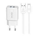 iKaku KSC-373 tinklo įkroviklis (2 x USB) Lightning 2.4A 1m baltas iKaku KSC-373 tinklo įkroviklis (2 x USB) Lightning 2.4A 1m baltas