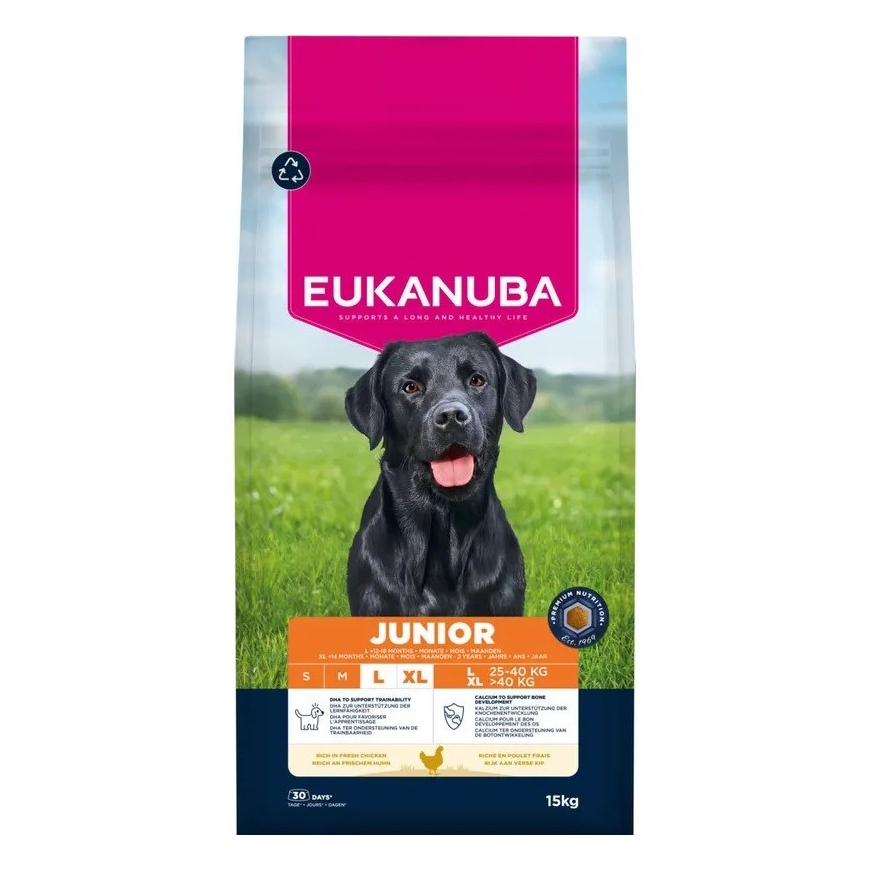 EUKANUBA Premium Toitmine Kutsikate ja Suurte Rasside Kana - kuiv koeratoit - 15kg
