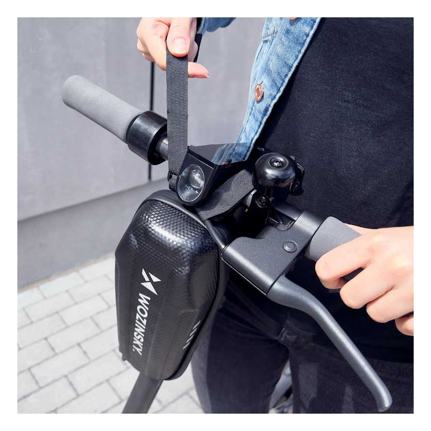 Wozy B4BK Hard Waterproof Bicycle & Scooter handlebar Bag with zipper – 4