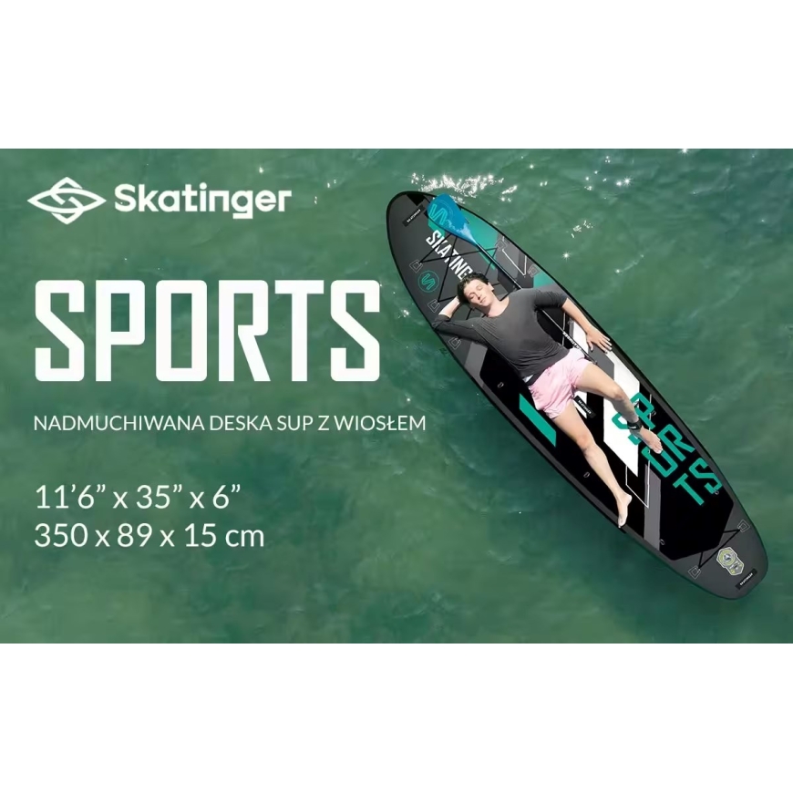 SKATINGER Grey Sports 350x89x15 Yoga SUP Board – 2