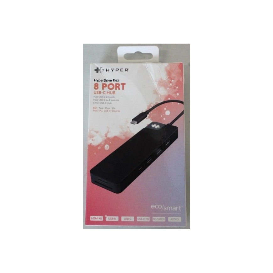 IŠPARDUOTA. Drive Flex 8 prievadų USB-C hubas, juodas | Drive Flex 8 prievadų USB-C hubas, juodas | HD4102BKGL | HDMI prievadų s