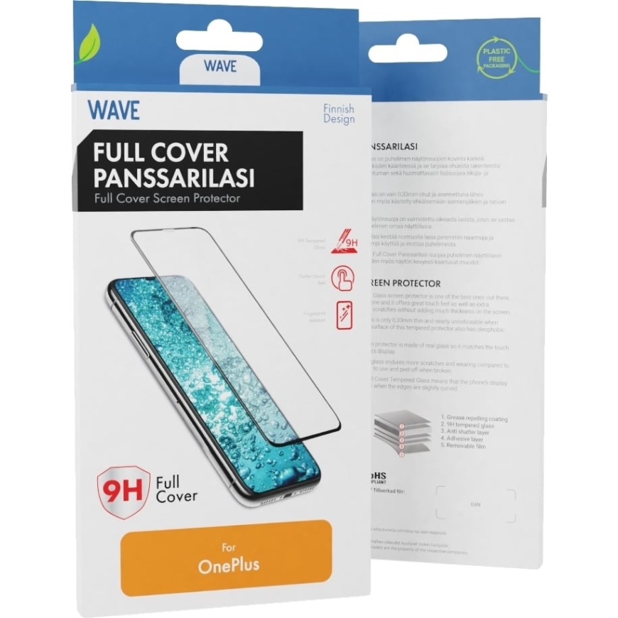 Wave Full Fit -ekraanikaitse, OnePlus 6t / 7, must – 2