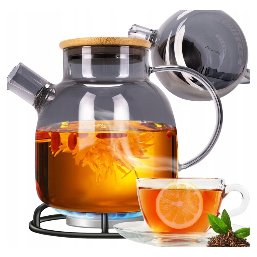 Glass teapot for making tea and herbal infusions, 1.5L, 9029M, C