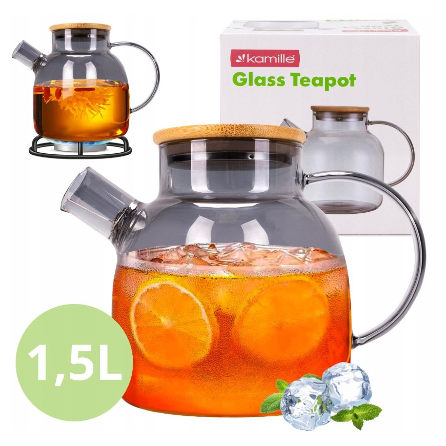 Klaasist teekann tee ja taimeteede valmistamiseks, 1,5L, 9029M, – 4