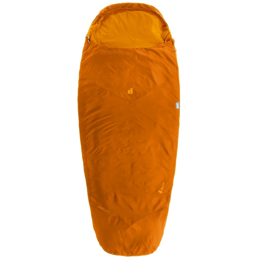 Deuter Dreamlite 15C/59F täiskasvanutele mõeldud mumifyeeritud magamiskott oranž