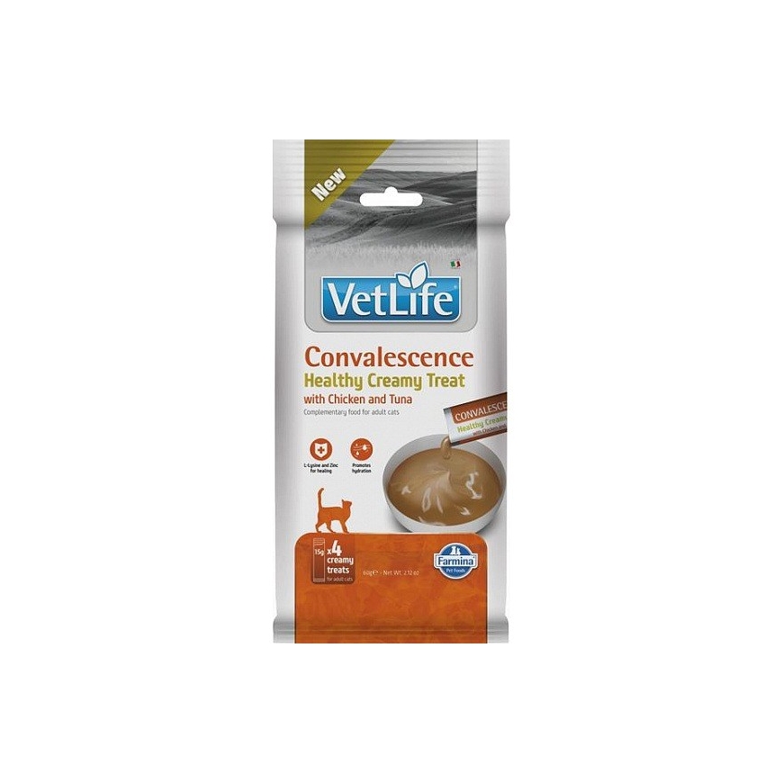 FARMINA Vet Life Cat Convalescence Kreemjas maiuspala kana ja tuuniga – kasside maius – 4x15g