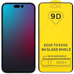 HQ "9D Ieliekams Pilnībā Līmējošs Ekrāna Aizsargstikls Apple iPhone 14 Pro" melns