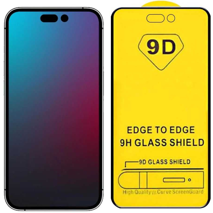 HQ "9D Ilenktas Pilno Klijų Ekrano Apsauga Apple iPhone 14 Pro" juodas
