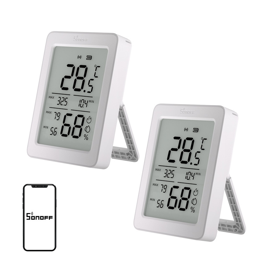 SONOFF ZigBee SNZB-02DR2 Lämpötila- ja kosteusanturi, 2 kpl