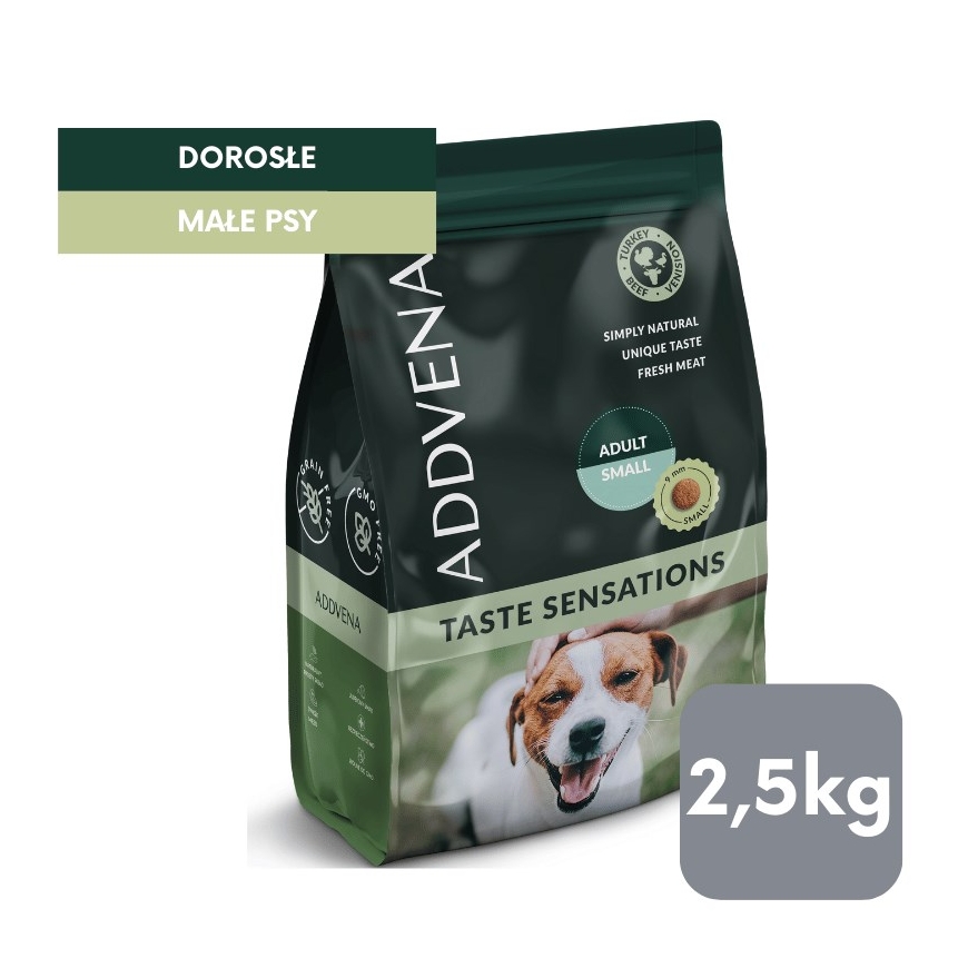 ADDVENA Maitsetunded Täiskasvanud Väike Kalkun - kuiv koeratoit - 2,5kg – 2