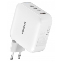 FoneKit GaN PD 165 W greitis įkroviklis, 3 × USB-C + USB-A, balta FoneKit GaN PD 165 W greitis įkroviklis, 3 × USB-C + USB-A, balta