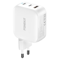FoneKit GaN PD 100 W greitasis kroviklis, 2 × USB-C + USB-A, baltas FoneKit GaN PD 100 W greitasis kroviklis, 2 × USB-C + USB-A, baltas