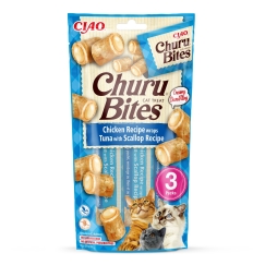 INABA Churu Bites Курица с тунцом и морскими гребешками - лакомства для кошек - 3x10 г