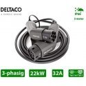 DELTACO e-Charge charging cable, type 2 to type 2, 3-phase, 32A, 22 kW, 5 m, black EV-3205