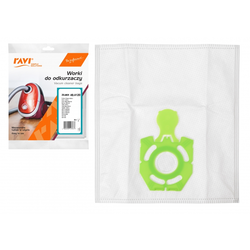 ZELMER nonwoven Vacuum cleaner bags 49.4120, 4pcs, 20 x 2 x 30,