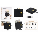 4-1 USB išmanusis kortelių skaitytuvas su SIM, SD ir Micro SD palaikymu, CAC skaitytuvas ID kortelėms, banko kortelėms, eID ir a 4-1 USB išmanusis kortelių skaitytuvas su SIM, SD ir Micro SD palaikymu, CAC skaitytuvas ID kortelėms, banko kortelėms, eID ir a