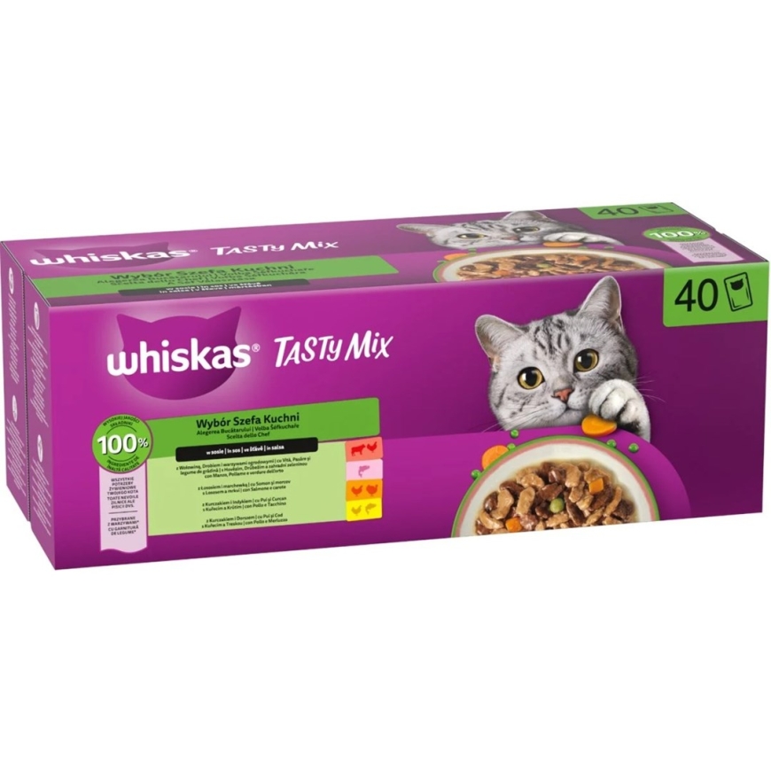 WHISKAS Вкусный микс от шефа в соусе - влажный корм для кошек - 40x85г