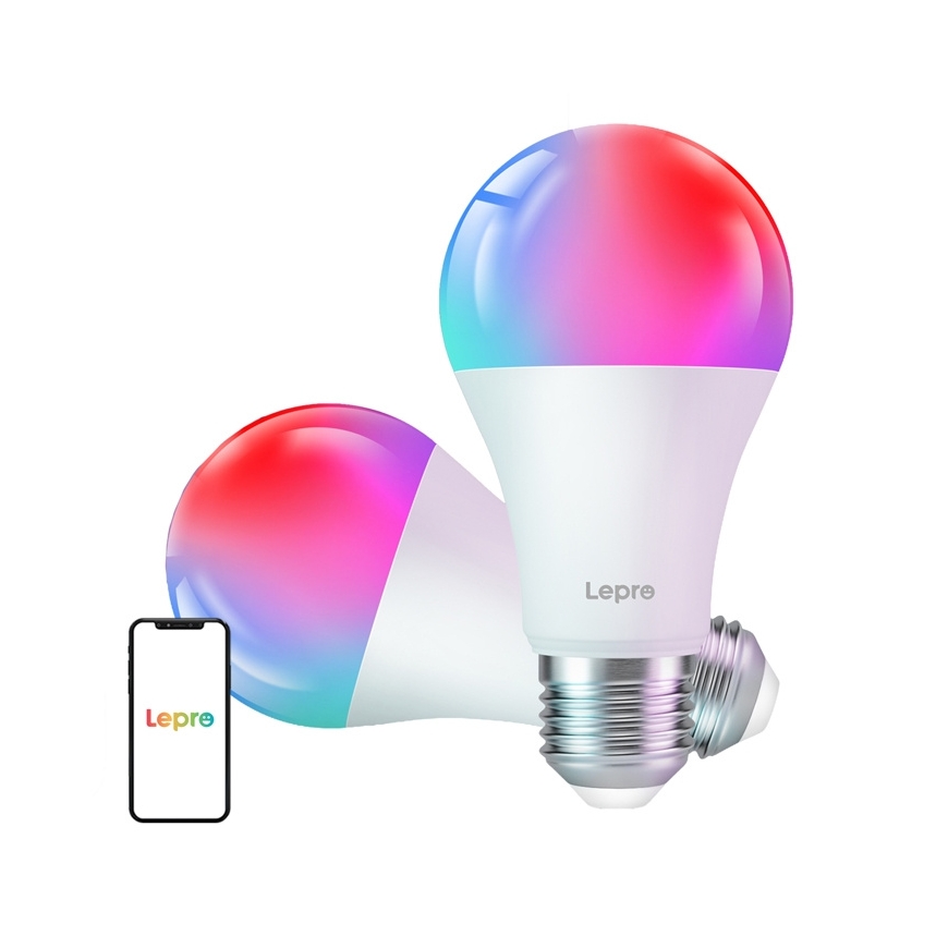 LEPRO B2-2 E27 Wi-Fi LED lemputė, 1100 lm, 2 vnt. pakuotėje