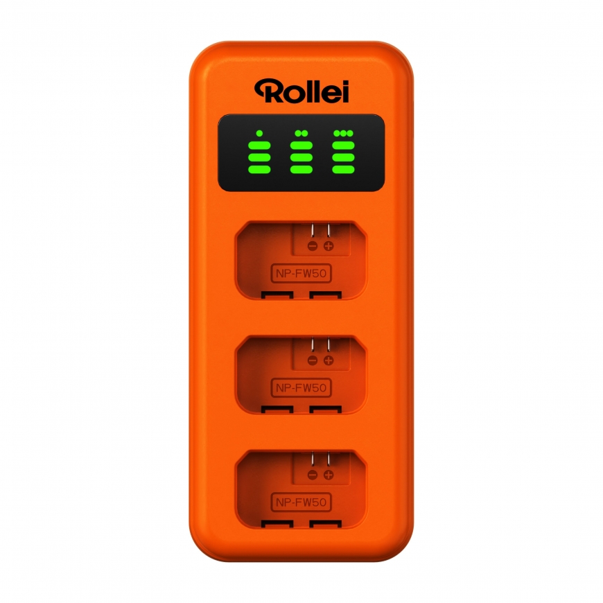 Rollei NP-FW50 3-pack akude ja laadijate komplekt – 2