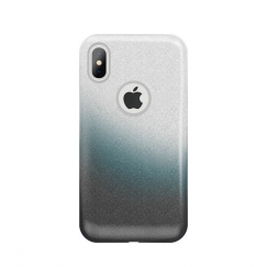 Apple iPhone X / iPhone XS Gradient Glitter 3in1 maciņš Dūmakains