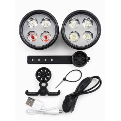 USB laaditav 4-LED jalgrattatuled – Esimene ja tagumised jalgrattatuled koos 120dB sarvega
