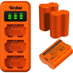 Rollei NP-W235 3-pack akku- ja laturisarja