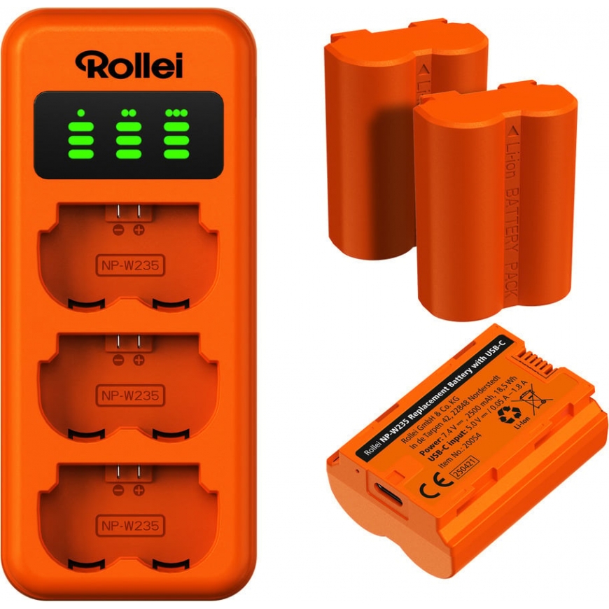 Rollei NP-W235 3-pack akku- ja laturisarja