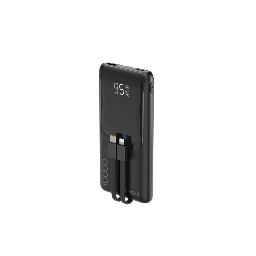 Gembird PB10-PD20-LCD-01 Fast charging power bank with integrated cables, 20W, 10000 mAh, black – 3