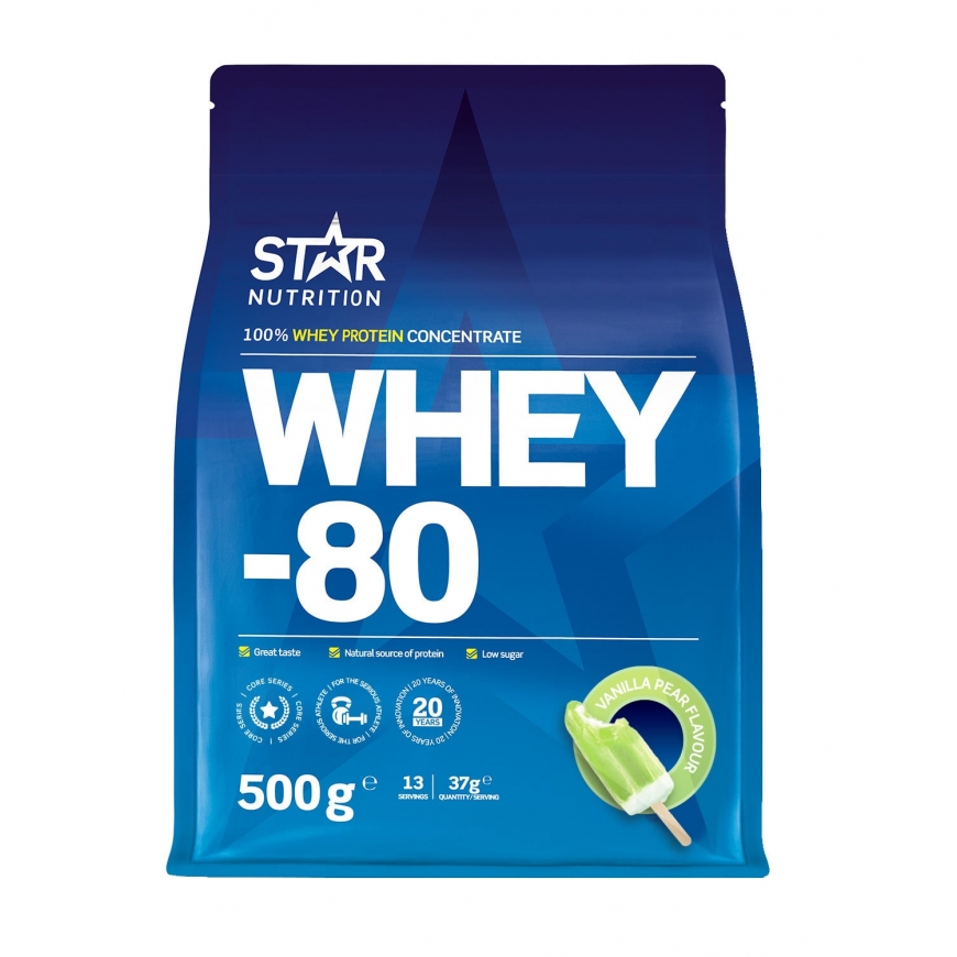 Star Nutrition Whey-80 Vanilla Pear proteiinijauhe, 500 g