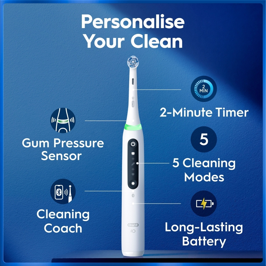 Oral-B iO5 elektriskā zobu birste, balta + ceļojumu soma – 3