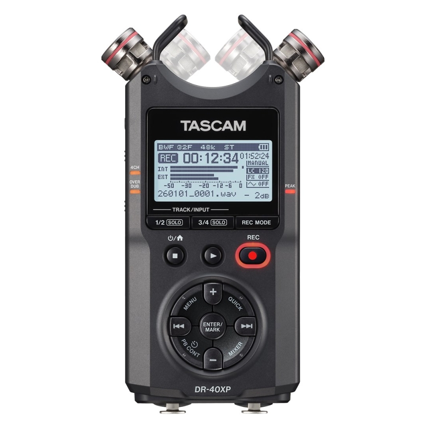 Tascam DR-40XP - portatīvais četrkanālu digitālais ieraksts ar USB audio interfeisu