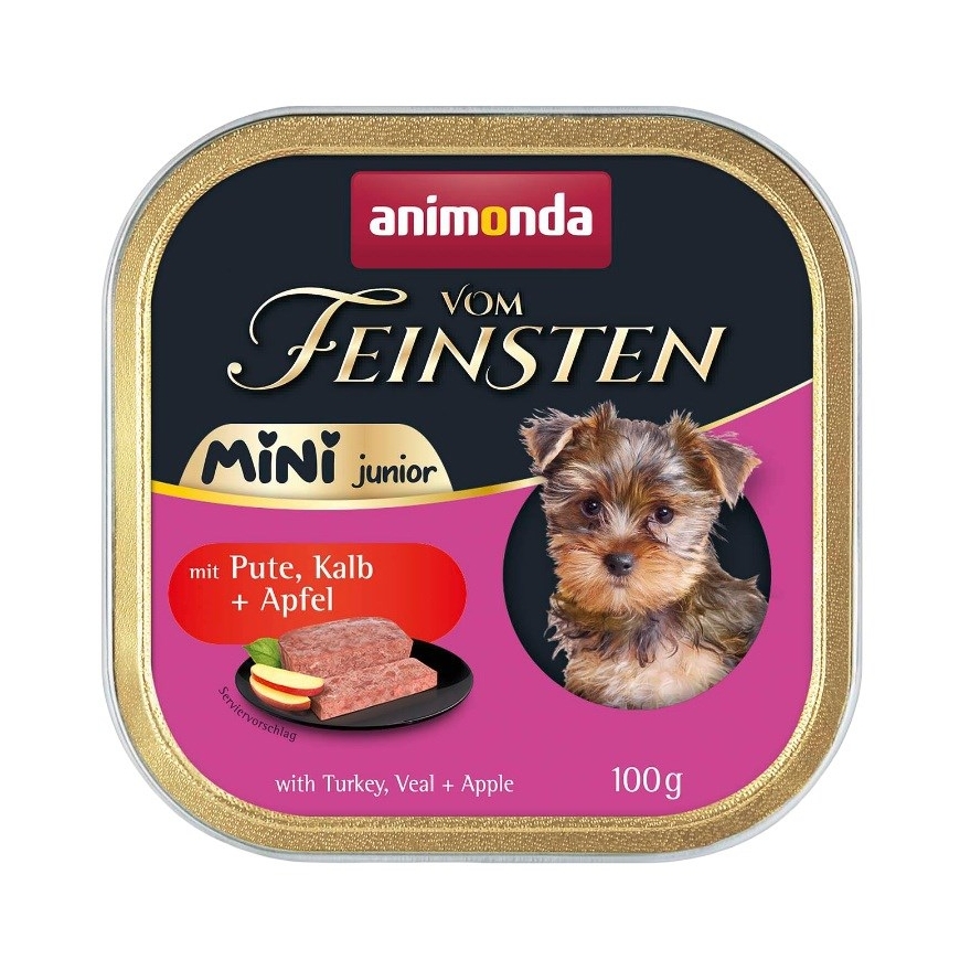 ANIMONDA Vom Feinsten Junior Mini Индейка с телятиной и яблоком - влажный корм для собак - 100г