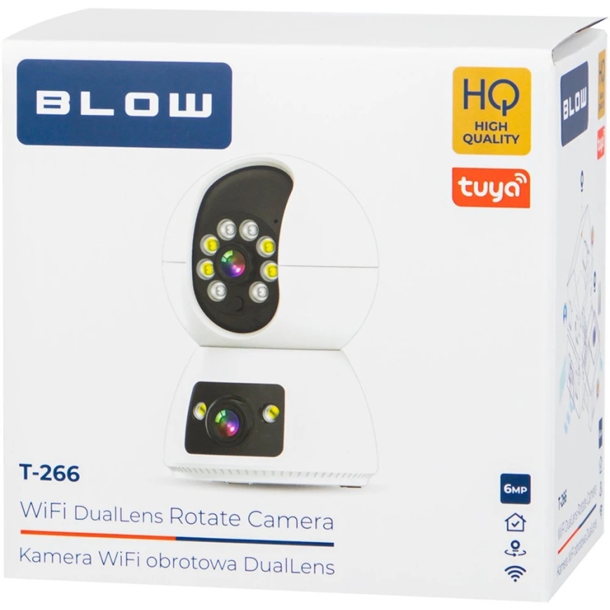 BLOW WiFi kamera su dvigubais objektyvais, 3MP+3MP, T-266, Tuya, pasukama auklės kamera – 3