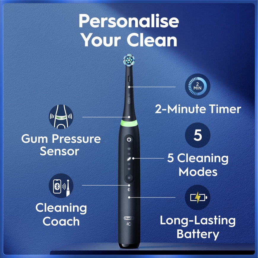 Oral-B iO5 Electric Toothbrush, Black and White + Travel Case – 3