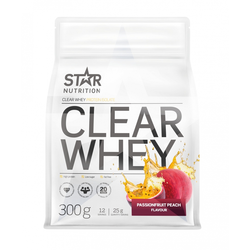 Star Nutrition Clear Whey Passionfruit Peach heraproteīna pulveris, 300 g