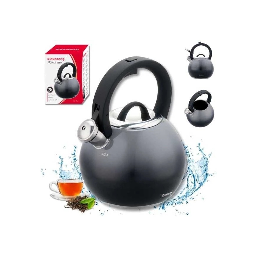 Kettle, Stainless Steel Kettle 3 l Graphite Gloss, Klausberg KB-7955