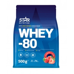 Star Nutrition Whey-80 Strawberry proteiinijauhe, 500 g