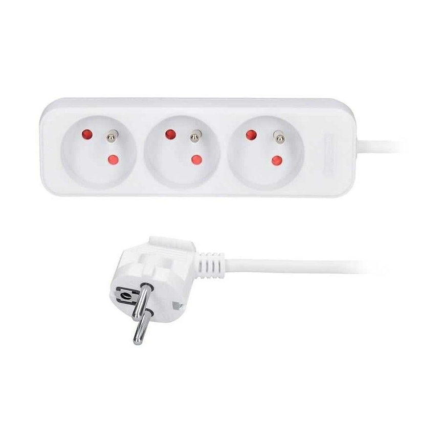 Solight extension cord, 3 sockets, white, 3m – 2