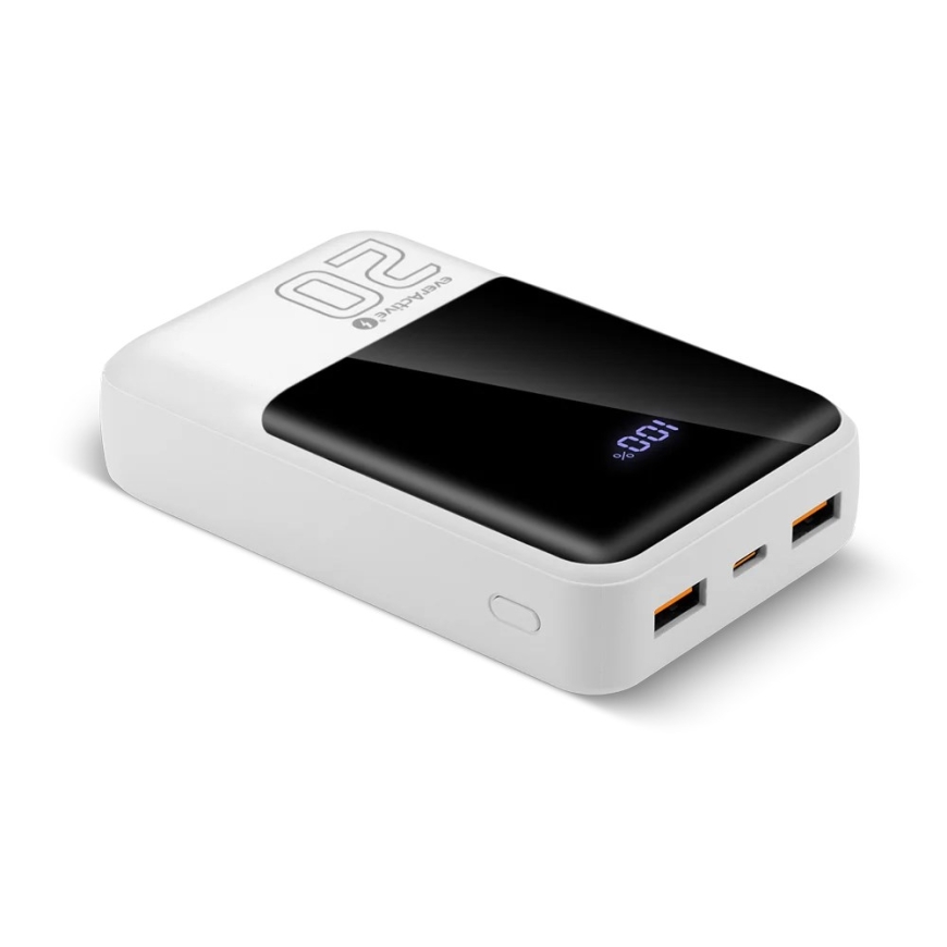 Powerbank 20 000mAh, 2x USB, 1x USB-C 22,5W, QC4+, LCD screen, white – 2