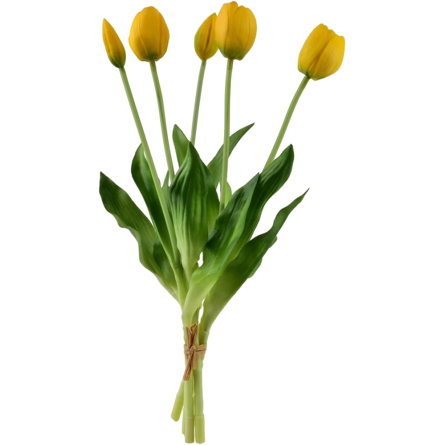 Mondex Since 1986R VIRIDIS Mākslīga ziedu pušķis ar 5 dzeltenām tulpēm 40 cm – 2