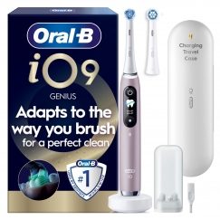 Oral-B iO9 sähköhammasharja, vaaleanpunainen + lataava matkakotelo