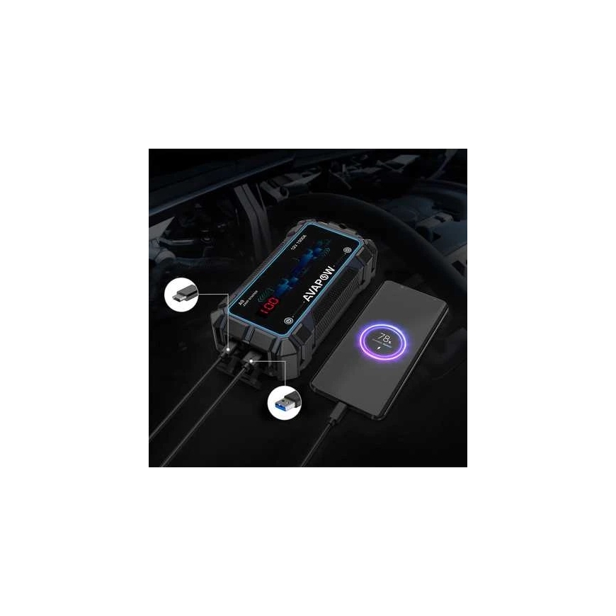 Avapow Eu AVAPOW A9 portatīvais ārējais akumulators 12V 1500A 30Wh – 4