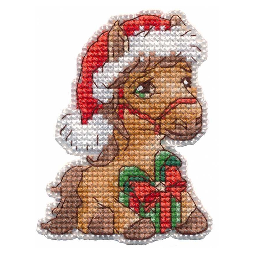 Beldizart Cross Stitch Embroidery Kit "Magnet. Horse with Gift" 6.2 × 8.2 cm S1686