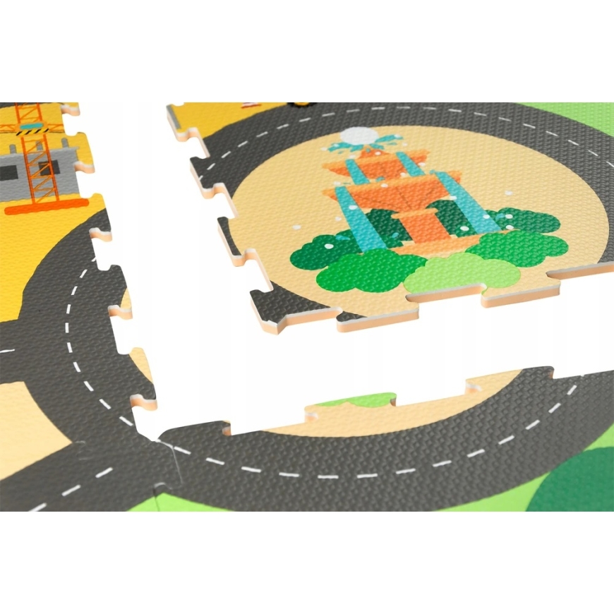 Educational floor mat 120x120 Thick foam puzzle 4 pcs Humbi City streets City roads – 2